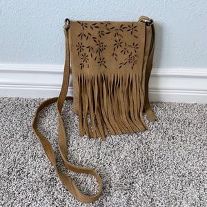 The Limited vintage suede cross body fringe purse
